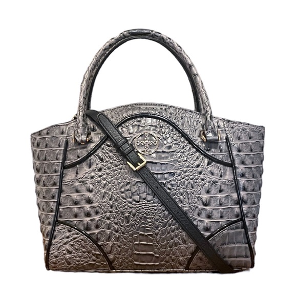 Stauer Handbags - Stauer Avalon Gray Crocodile-Embossed Vegan Leather Handbag with Shoulder Strap